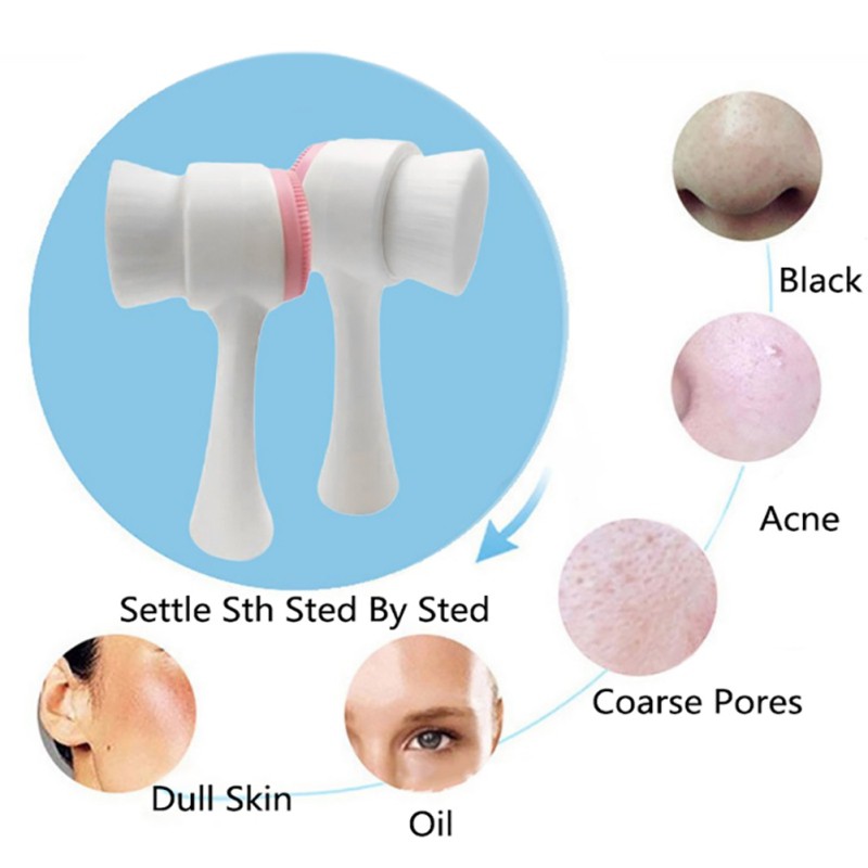 Bàn chải vệ sinh da mặt 2 đầu đa chức năng