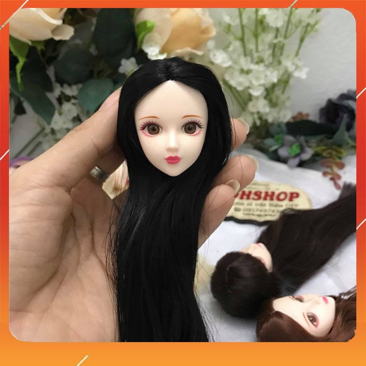 Đầu búp bê Xinyi tóc dài 23cm mắt 3D