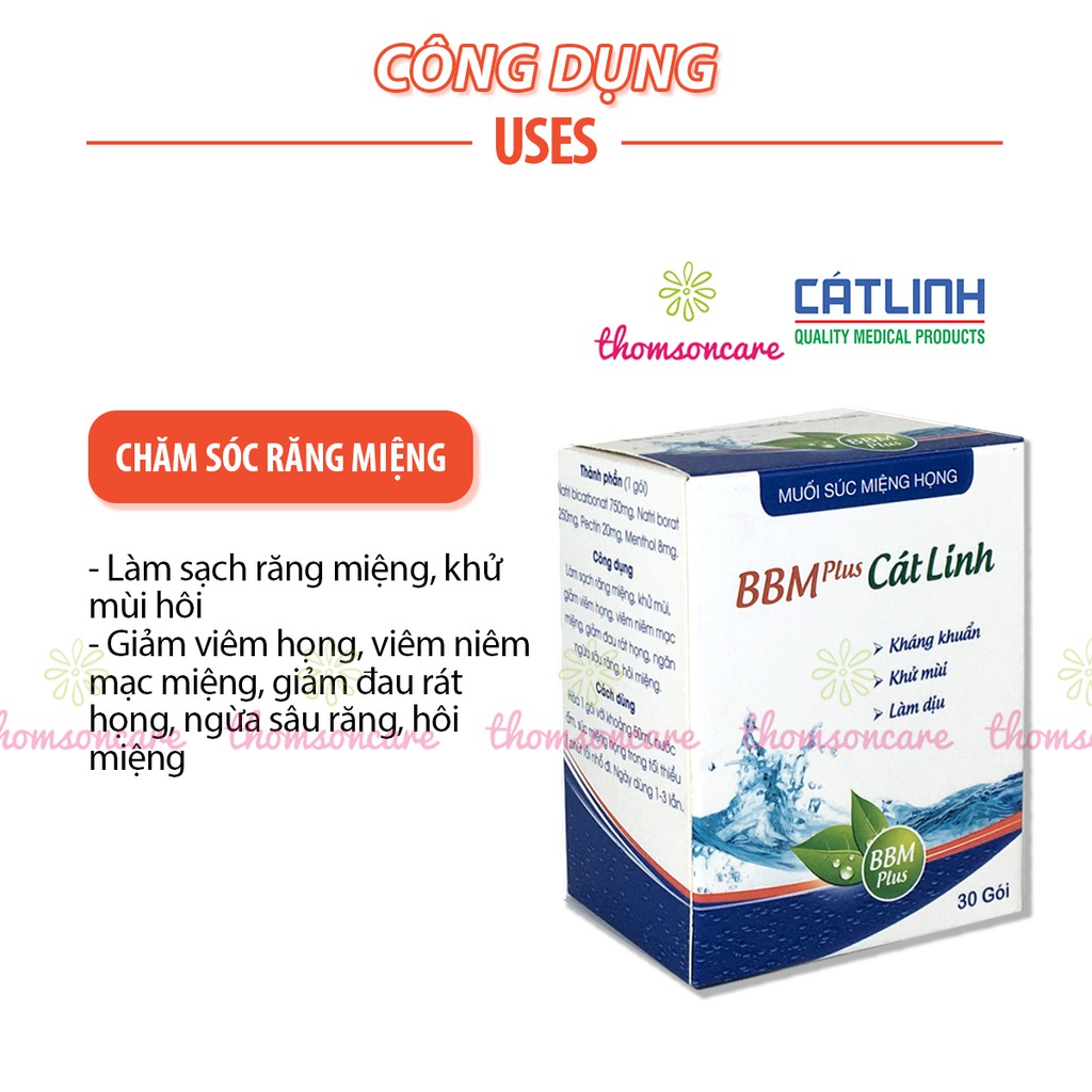 Muối súc miệng BBM Plus - Chính hãng muối Cát Linh xúc họng, vệ sinh miệng, ngừa sâu răng, giảm hôi miệng