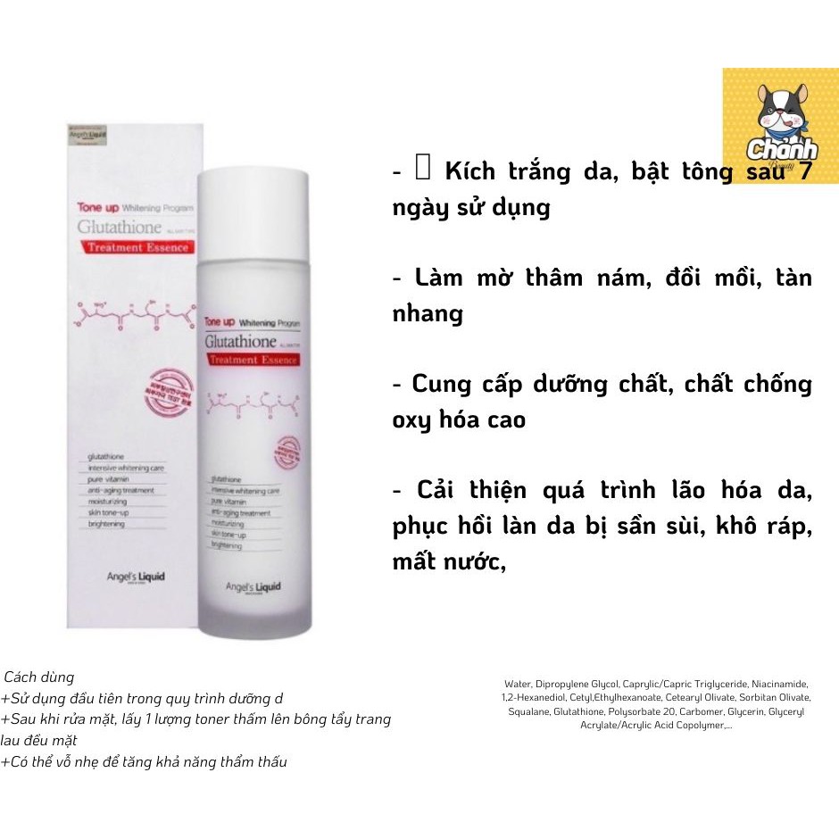 Nước Thần Dưỡng Trắng Angel's Liquid Tone Up  Whitening Program Glutathione Treatment Essence 150ml