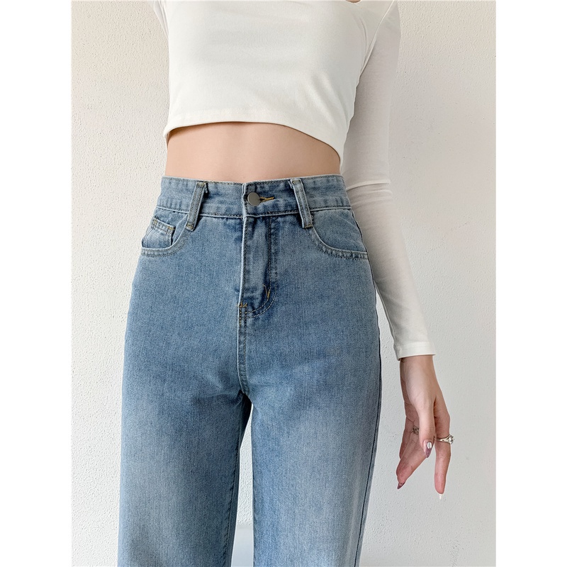 Quần jean ống suông rộng lưng cao cá tính theo phong cách retro