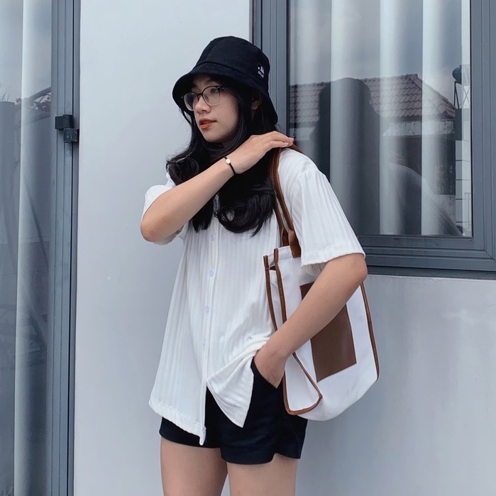Áo thun oversize sọc dọc chìm basic