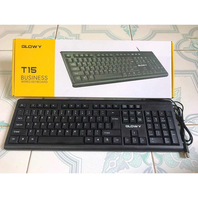 Combo bộ bàn phím chuột văn phòng Glowy T13 thiết kế đẹp mắt, hiện đại, phím nẩy, nhẹ nhàng, màu đen bắt mắt.