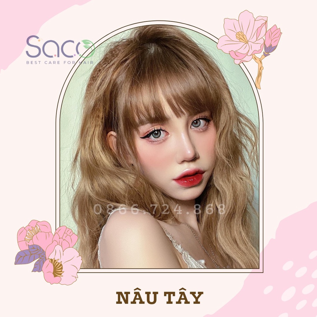 Dầu gội nhuộm tóc Nâu Tây SACO Blonde Brown 07 từ thảo dược thiên nhiên không gây khô xơ tóc