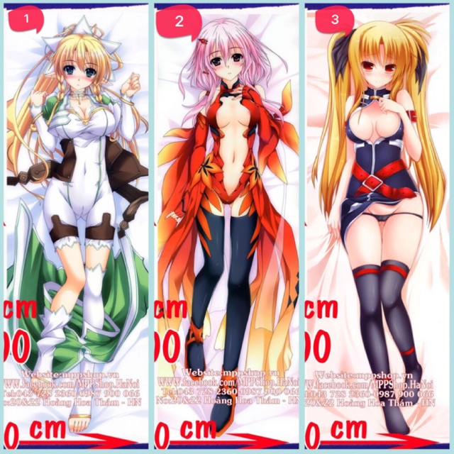 Gối ôm anime dài 40cm x 1m in 1 mặt ruột bông