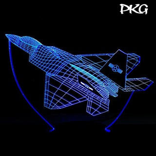 Đèn Ngủ Led 3D Khắc Hình MÁY BAY PHẢN LỰC Quà Tặng Trang Trí cảm ứng có Điều khiển từ xa nháy sáng 16 màu DN270