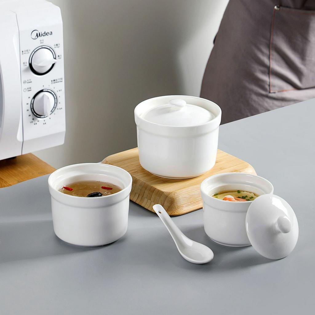 Tô JUJIAJIA Bằng Gốm Có Nắp Đậy Cho Món Súp/ Hấp Trứng Tại Nhà