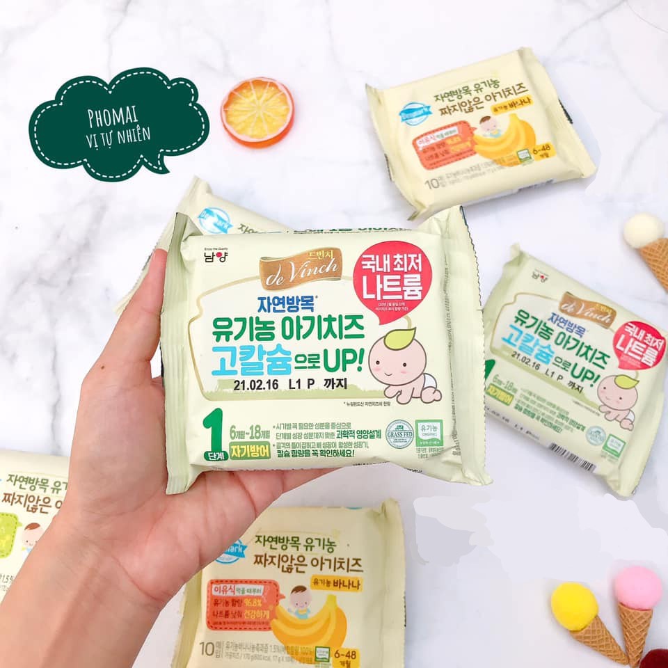 PHÔ MAI TÁCH MUỐI HỮU CƠ ORGANIC HÀN QUỐC - Cho bé từ 6m Nguyên Túi và Tách Lẻ 3 Miếng