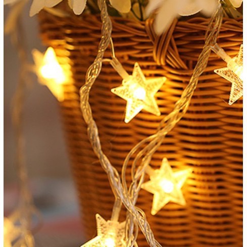 Dây đèn LED trang trí nhà cửa hình ngôi sao trang trí phòng, nội thất, khung tranh- Màu Vàng - Test trước khi gửi
