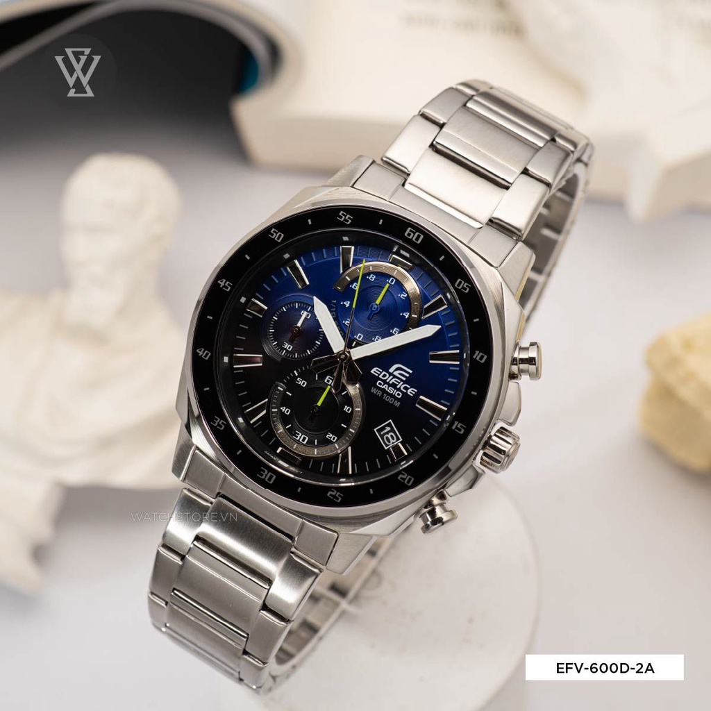 Đồng Hồ Quartz Nam Casio Edifice WATCHSTORE EFV-600D-2AVUDF, Mặt Kính Khoáng 43.8mm, Dây Kim Loại, Vỏ Thép Không Gỉ