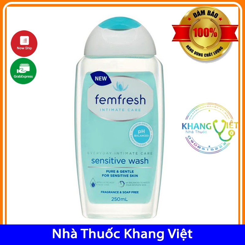 Dung Dịch Vệ Sinh Phụ Nữ Femfresh Màu Xanh Cho Da Nhạy Cảm Femfresh Sensitive Wash 250ml [Chuẩn Hàng Úc]