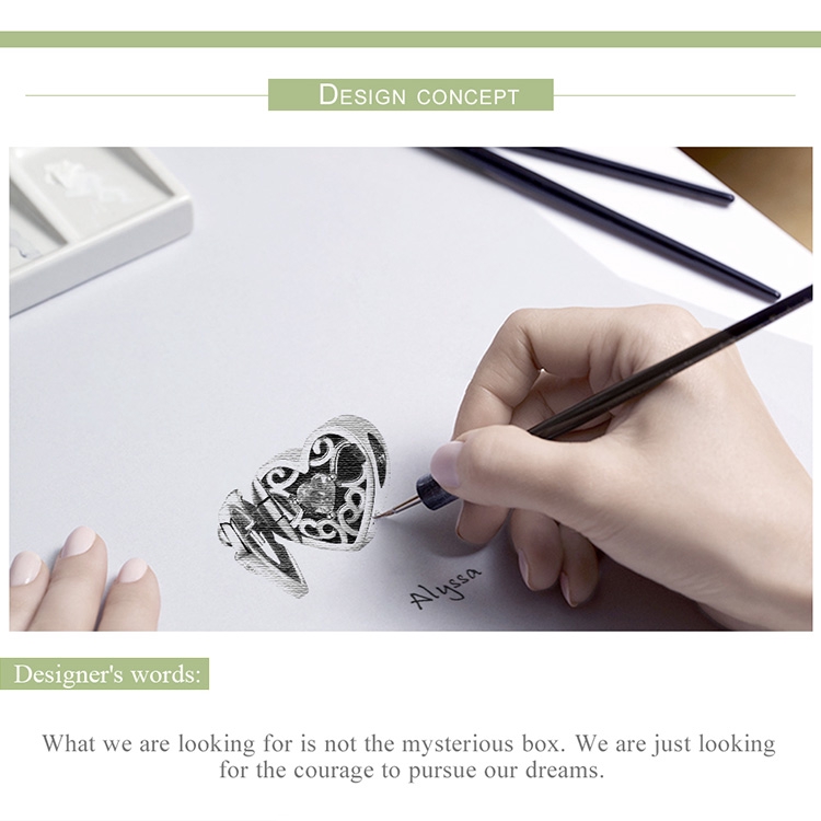 Hạt Phụ Kiện Bamoer SCC1053 Trái Tim Dạng Hộp Dùng Làm Trang Sức