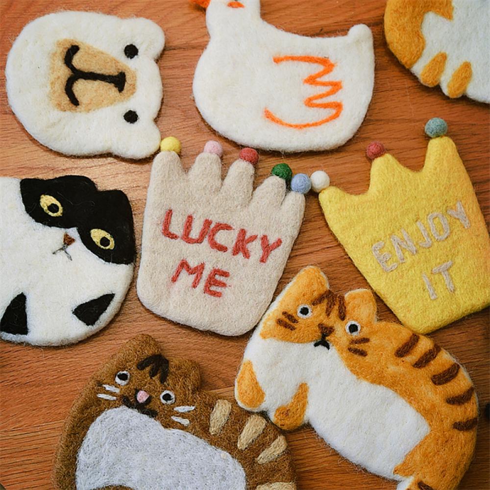 Tấm Lót Ly Bằng Len Họa Tiết Hoạt Hình Dễ Thương H3J7