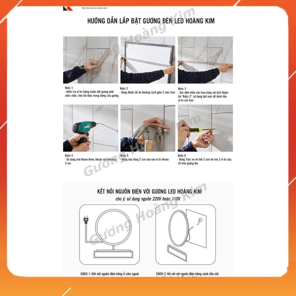 gương phòng tắm đèn led hoàng kim cảm 3 chạm phá sương đồng hồ nhiệt độ hiện đại kích thước 70x90 - guonghoangkim mirror | BigBuy360 - bigbuy360.vn