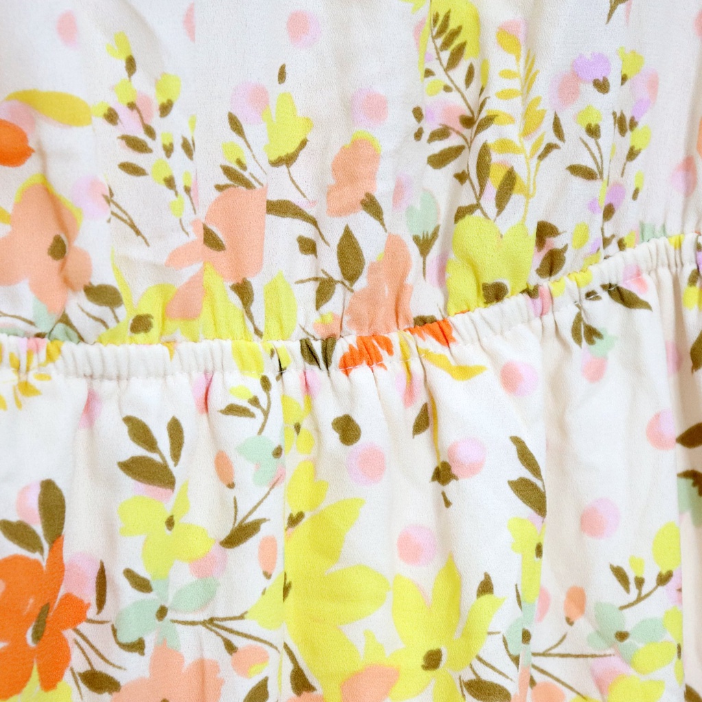 Đầm voan xoè tay bèo cổ v in hoa vàng Women's Ruffle Sleeve Fit & Flare Dress - MS415 | BigBuy360 - bigbuy360.vn