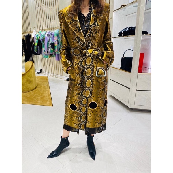 Áo choàng unisex màu da rắn ánh đồng sang trọng và đắng cấp thương hiệu thời trang cao cấp Versace