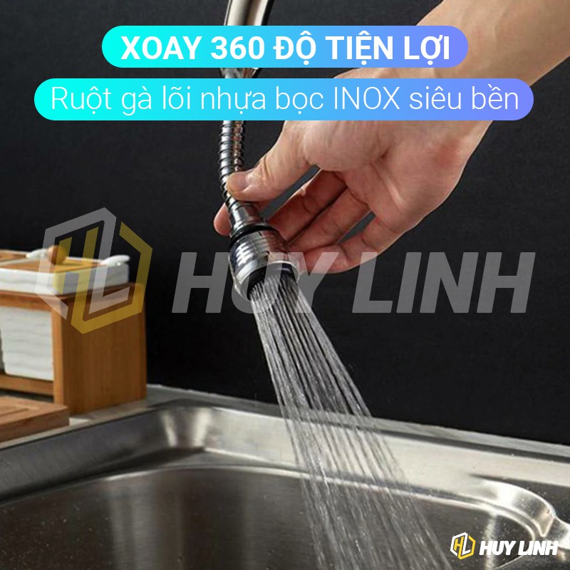 Đầu vòi xịt nước tăng áp Turbo Flex 360 cho bồn rửa - Flexible Faucet Sprayer HL69