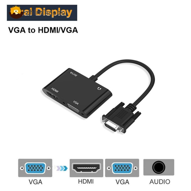 2 in 1 VGA to VGA HDMI Splitter with 3.5mm Audio Converter Support Dual Display for PC Projector HDTV Multi-port VGA Adapter