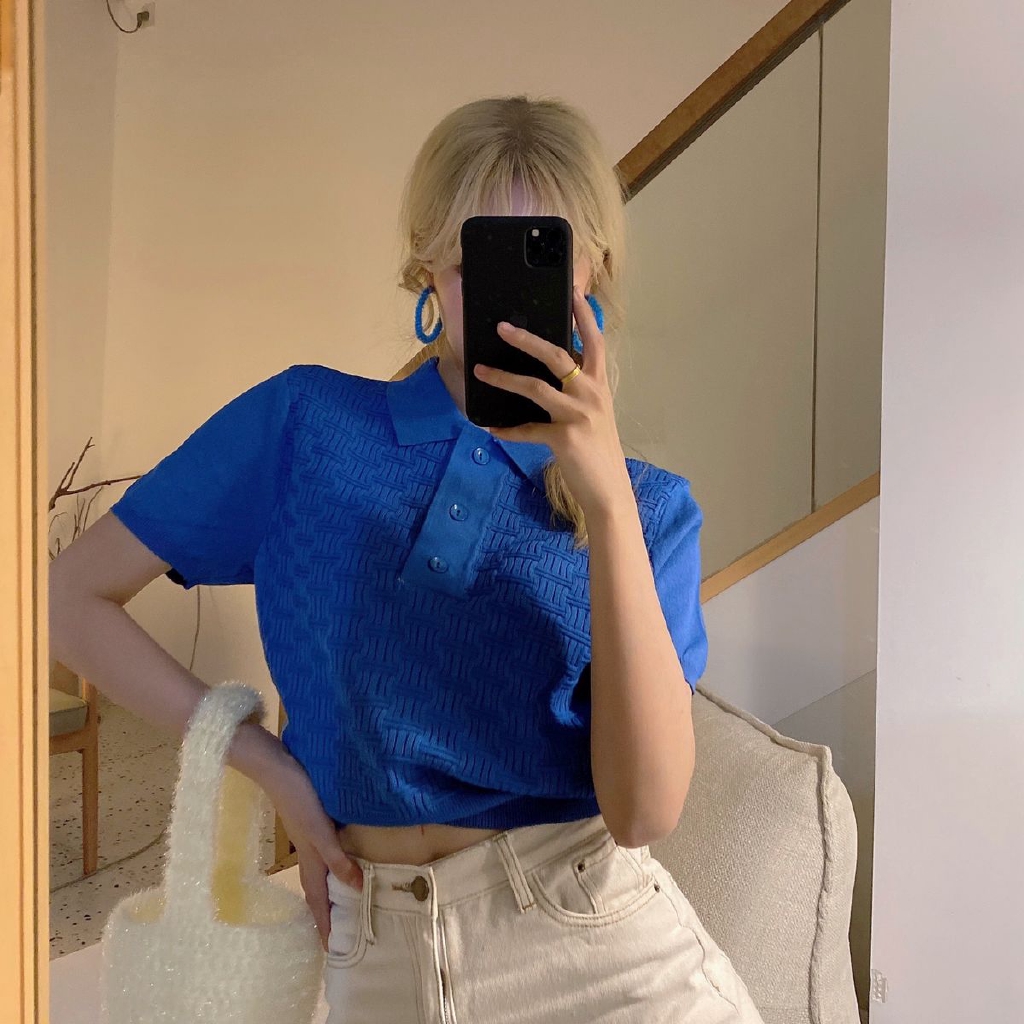 Áo Sweater Cổ Polo Ngắn Tay Thời Trang Dành Cho Nữ 172498 | BigBuy360 - bigbuy360.vn