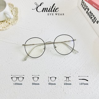 Gọng kính mảnh nhẹ tròn nam nữ chất liệu kim loại Kính mắt Emilie phụ kiện thời trang 72325