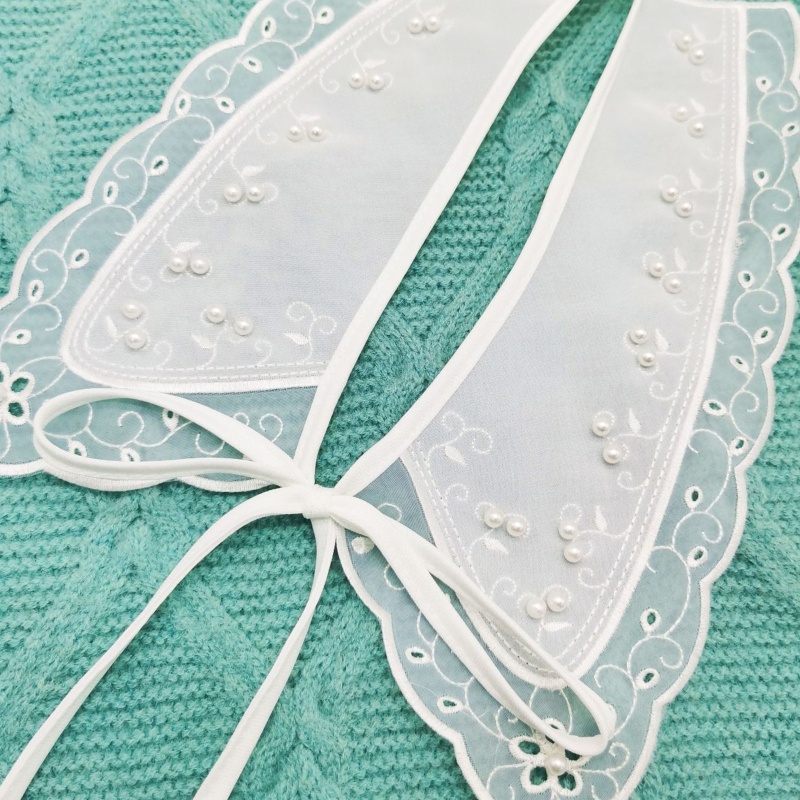 Cổ Áo Sơ Mi Giả Thêu Hoa Phối Ren Có Thể Tháo Rời Thời Trang Cho Nữ