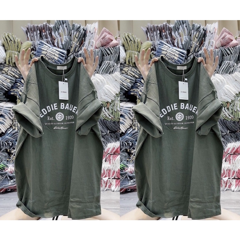 Áo phông cotton Form rộng tay lỡ , áo thun nam nữ chữ eddie