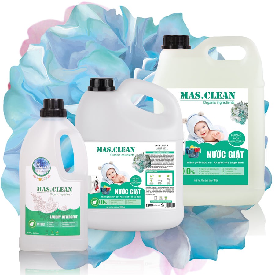 Nước giặt hữu cơ MasClean - can 3.8L tiết kiệm