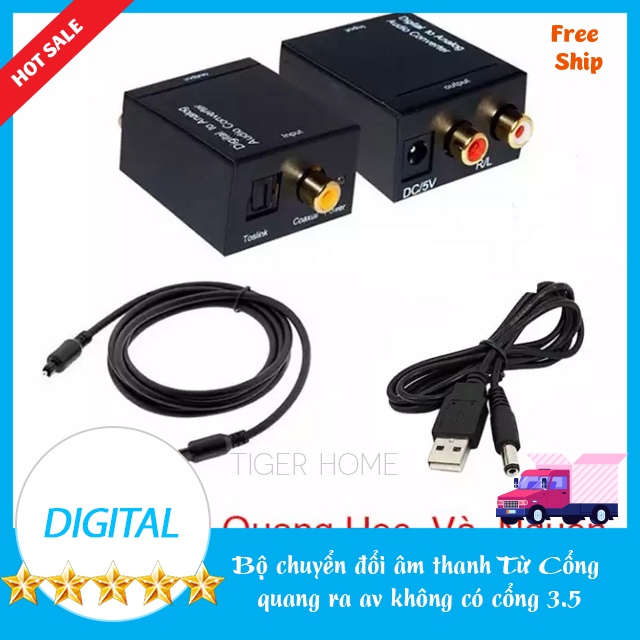 Bộ chuyển đổi Âm Thanh Optical sang Audio AV - R/L, cổng 3.5 Hỗ Trợ Tv 4k 192kb và 96kb Model 2022 Bh lỗi 1 đổi 1