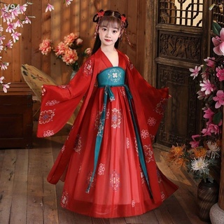 HTINGTrẻ em Tang phù hợp với nữ phong cách Trung Quốc siêu cô gái cổ trang phục Han váy ngắn nhỏ thanh lịch tích phương