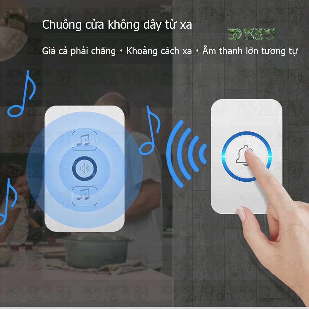 Bộ chuông cửa không dây điện tử gia đình điều khiển từ xa gọi khẩn cấp -Thiết bị âm thanh trẻ nhỏ  cho người già