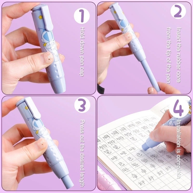 1 Cục Tẩy Dạng Bút Chì Có Thể Thu Gọn Dễ Thương Tiện Dụng Cho Học Sinh