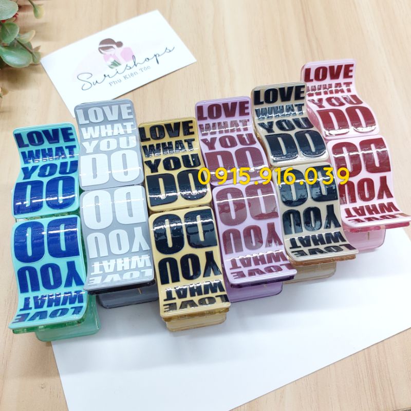 Kẹp tóc mica càng cua 2 lớp, kẹp tóc chữ love