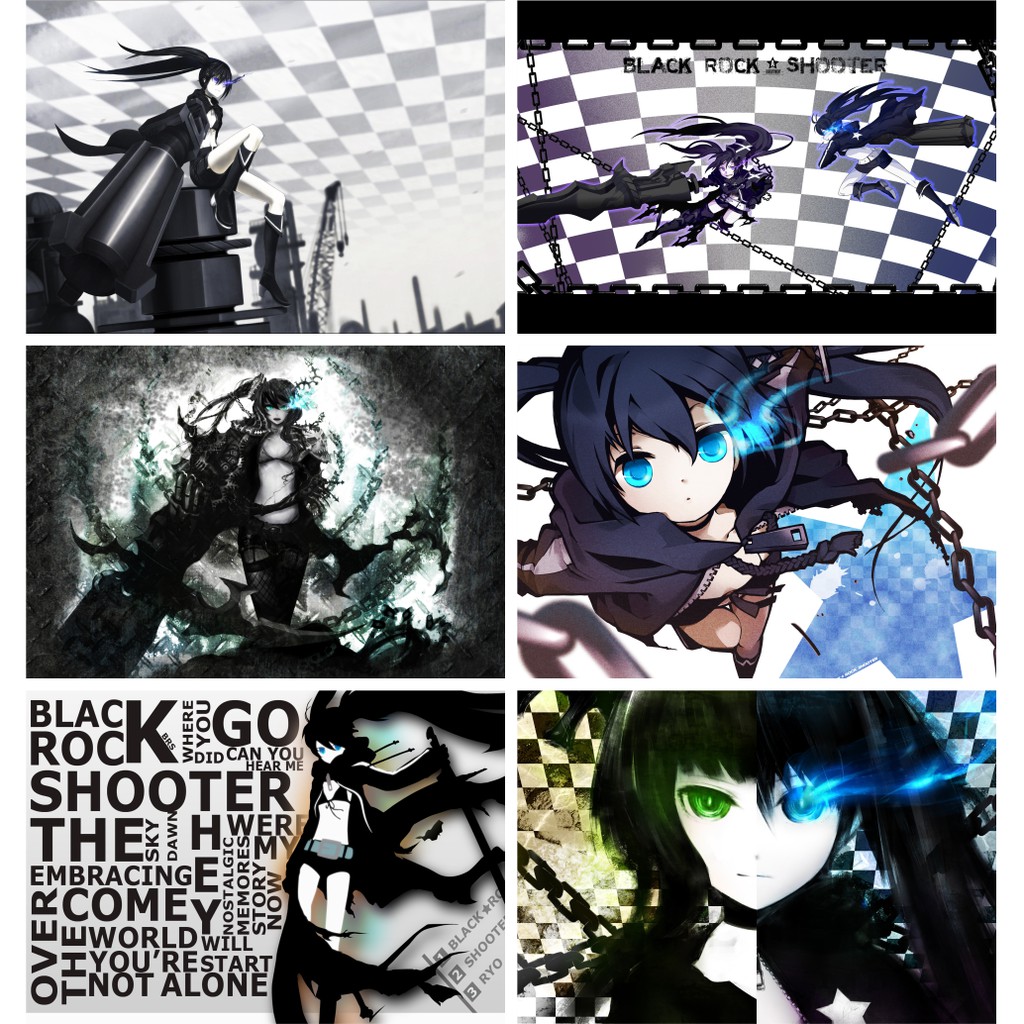 Set 6 Tấm Poster Áp Phích Anime Black Rock Shooter - Burakku Rokku Shuta - Cuộc Chiến Sinh Tử By AnimeX