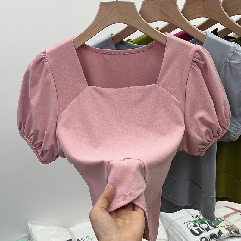 Áo croptop BH cổ vuông tay phồng thời trang mùa hè xinh xắn cho nữ
