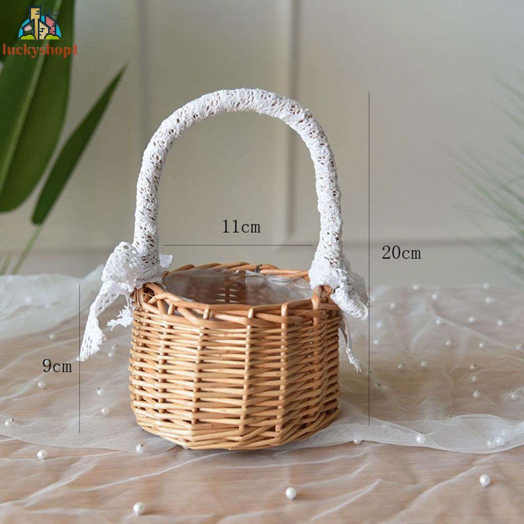 Giỏ Mây Đựng Hoa / Trái Cây Xinh Xắn Tiện Dụng Khi Đi Dã Ngoại