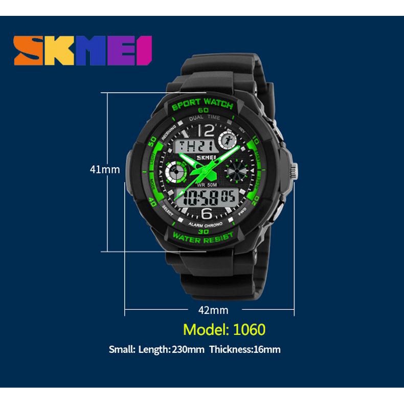 Skmei 1060 fashion sports men's electronic watch waterproof and shockproof dual display bell