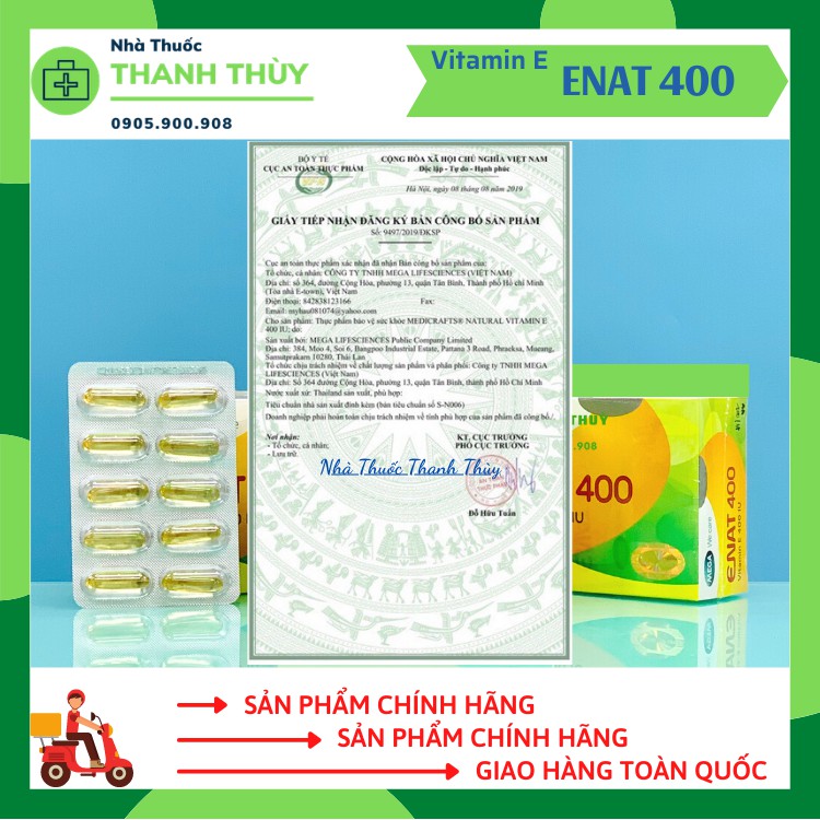 ENAT 400 [𝗠𝗔𝗗𝗘 𝗜𝗡 𝗧𝗛𝗔𝗜𝗟𝗔𝗡𝗗]- Viên Uống Làm Đẹp Da Vitamin E - Hộp 30 Viên | BigBuy360 - bigbuy360.vn