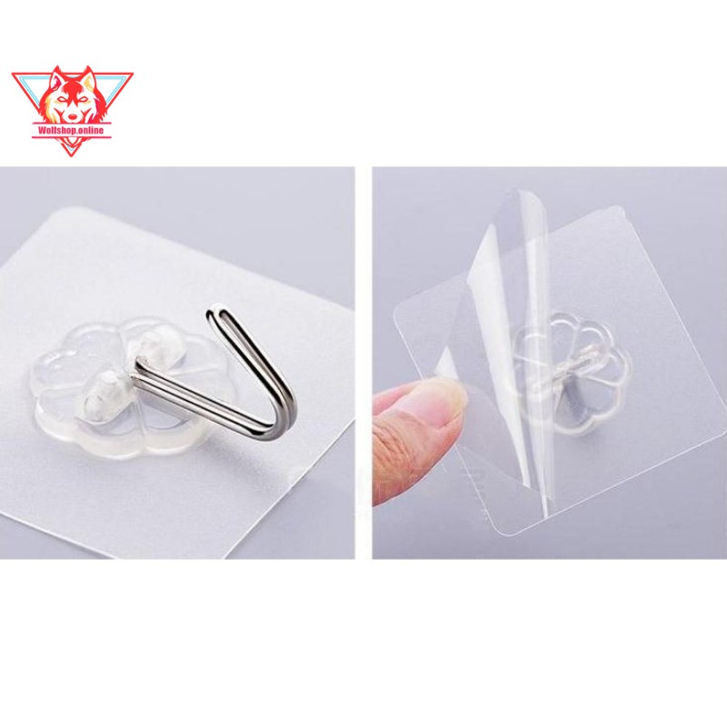 Combo 50 móc dán tường trong suốt, siêu dính, chịu lực treo đồ, quần áo, móc treo nhà tắm nhà bếp