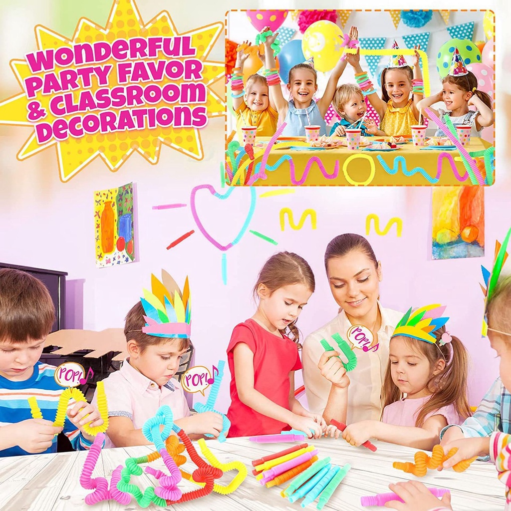 Pop Đồ Chơi Ống Nén Co Giãn Bằng Nhựa Nhiều Màu Vui Nhộn Dành Cho Trẻ Em