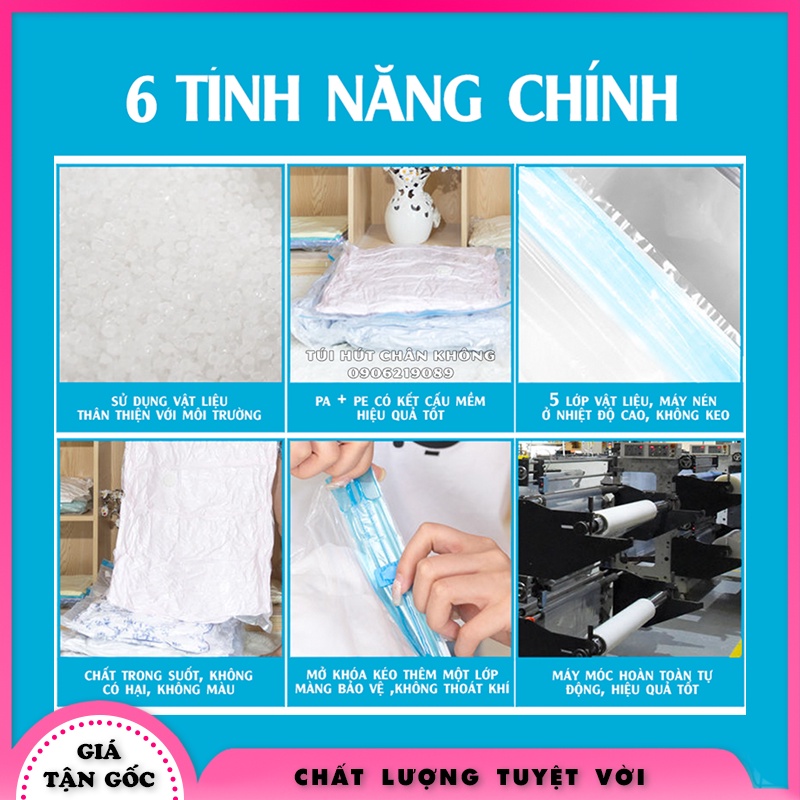 Combo Túi Hút Chân Không Đựng Quần Áo Trong Suốt Cao Cấp Tiện Dụng