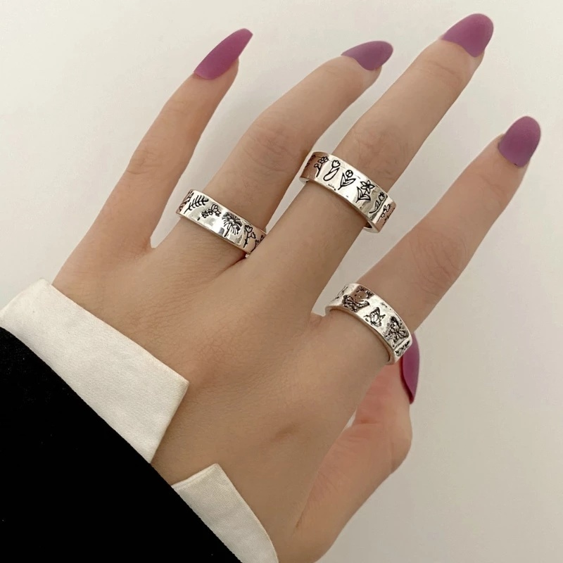 Bộ 3 Nhẫn Hình Bướm Chạm Khắc Phong Cách Gothic Thời Trang Cho Nam Và Nữ
