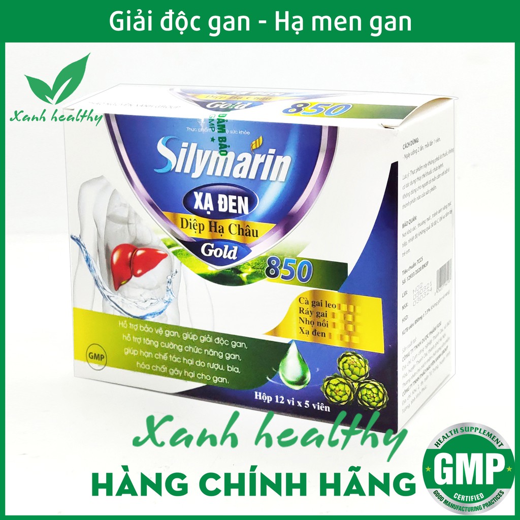 Viên bổ gan Silymarin Xạ Đen Diệp Hạ Châu Gold - Giải độc gan hiệu quả từ thảo dược an toàn hiệu quả - Hộp 60 viên