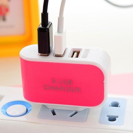 Củ Sạc 3 Cổng USB 3.1A Cốc Sạc Đa Năng Nhiều Máy Nhựa ABS Màu Sắc Đẹp Có Đèn LED Hàng Cao Cấp