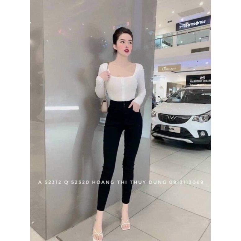 Quần legging 2 khuy kèm hộp NN45 quần tregging nữ cạp cao full box