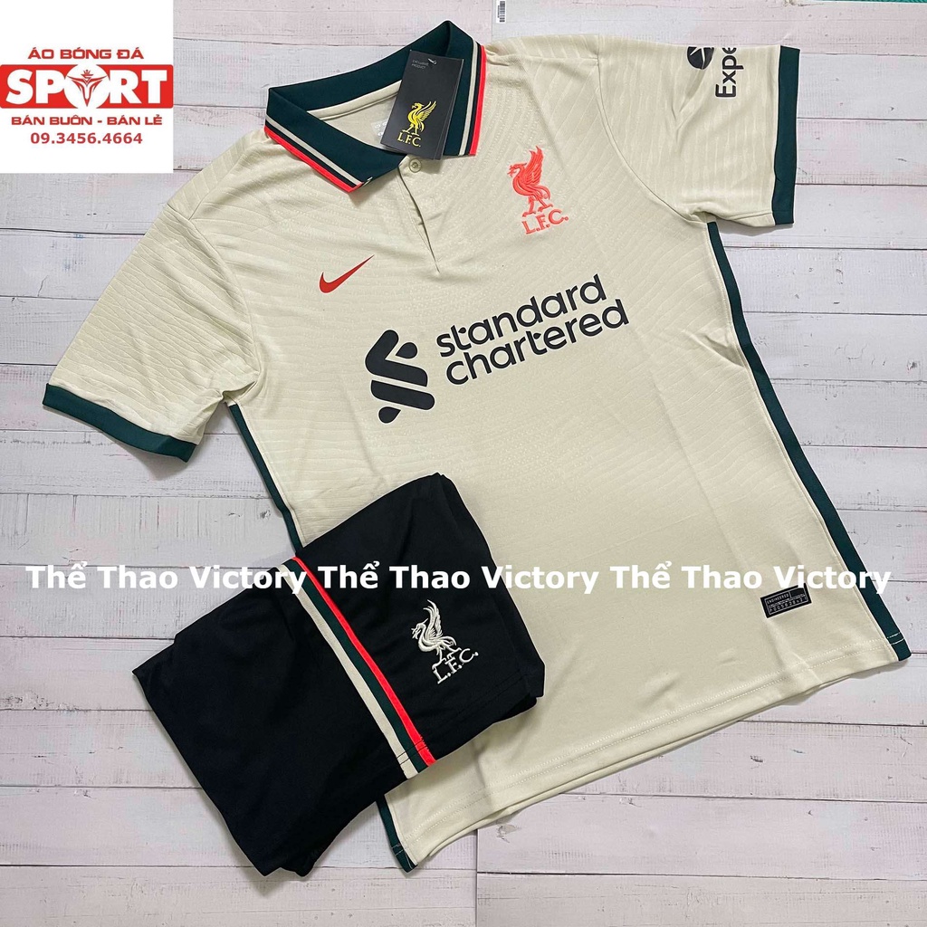 Áo Bóng Đá CLB Liverpool, Áo Đá Banh Liverpool Sữa 21/22 - Chuẩn Mẫu Thi Đấu - Vải Polyester Gai Thái