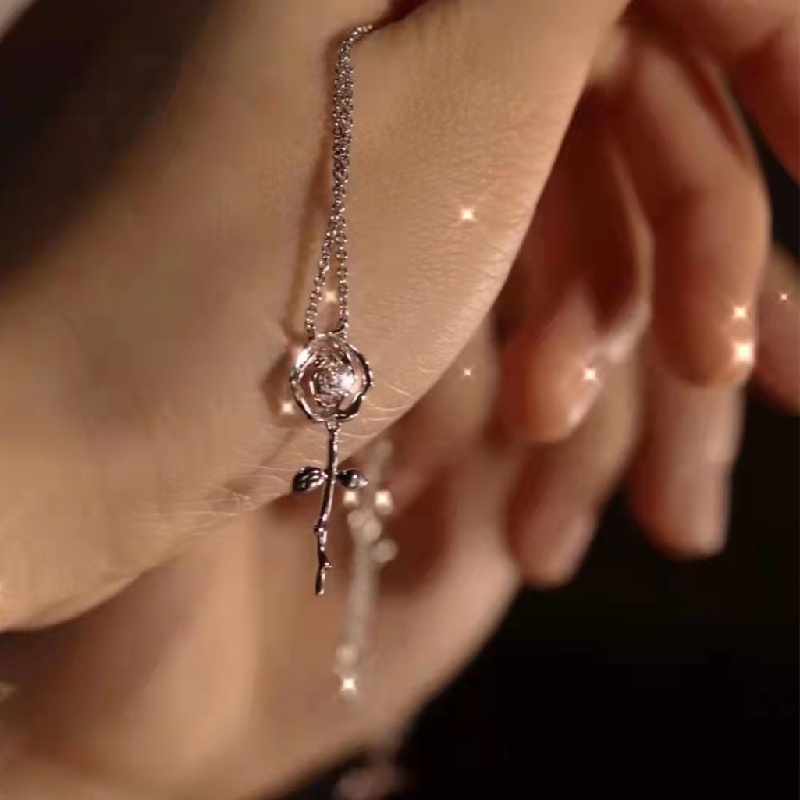 Vòng cổ Mặt Hoa Hồng Đính Đá Zircon Phong Cách Hàn Quốc