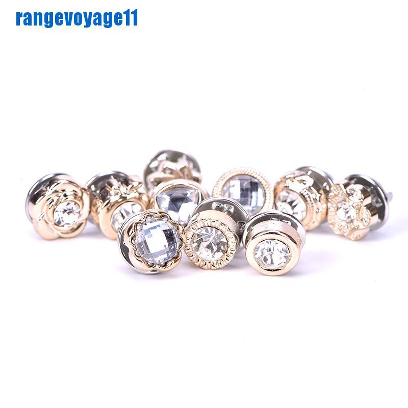 Set 10 ghim cài áo hình hoa đính ngọc trai giả thời trang