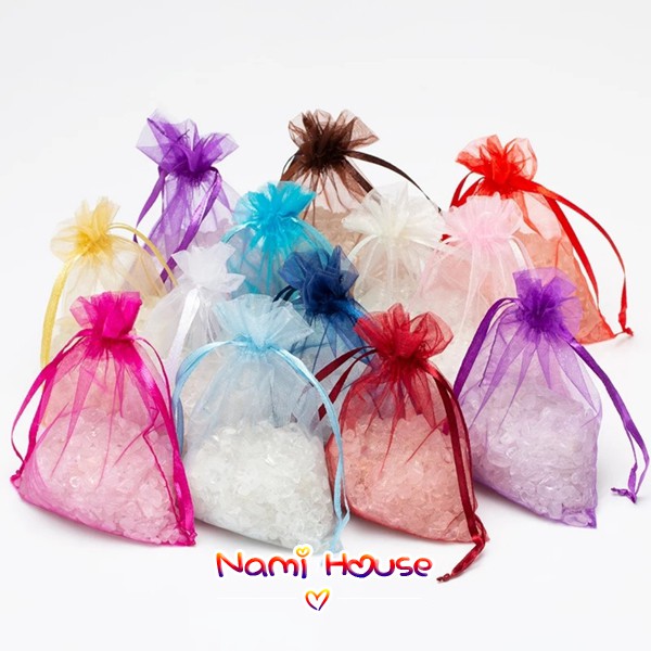 Combo 25 túi thơm có dây rút không họa tiết nhiều màu kích thước 9x12cm - namimi house