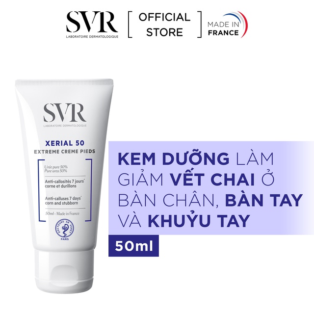 Kem dưỡng da làm giảm vết chai ở bàn chân, bàn tay và khuỷu tay SVR XERIAL 50 Extreme Creme Pieds 50ml