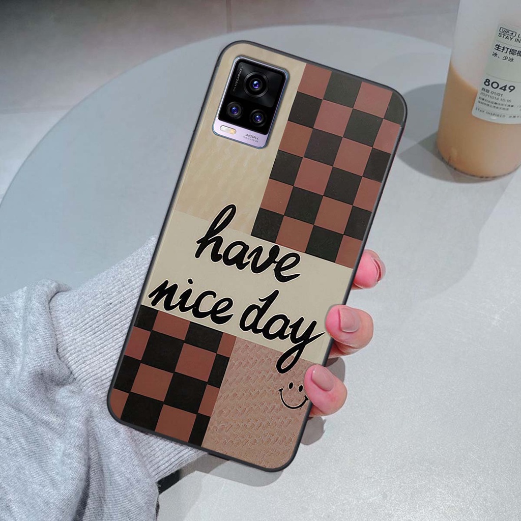 Ốp Vivo V20 caro trái tim cá tính, thời trang siêu đẹp, siêu phong cách